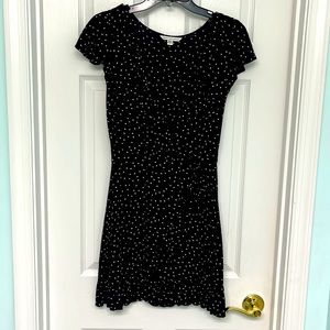 American Eagle, size XS, black with white polka dots short sleeve wrap dress